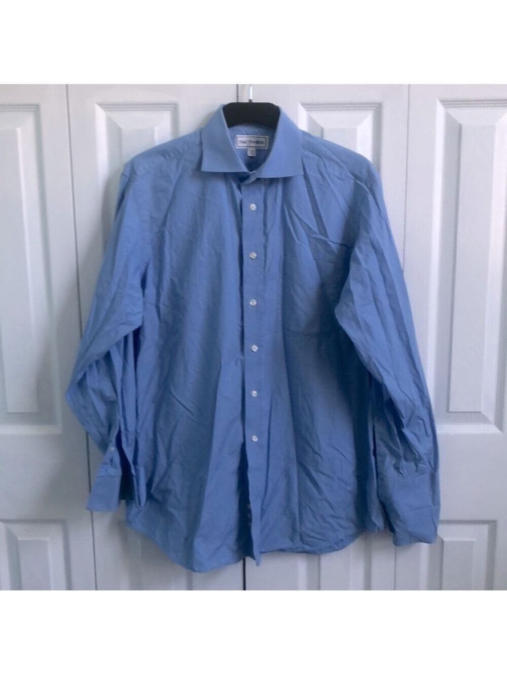 Paul Frederick Imperial 100s 2 Ply Cotton Broadcloth Dress Shirt Blue Size 16 34